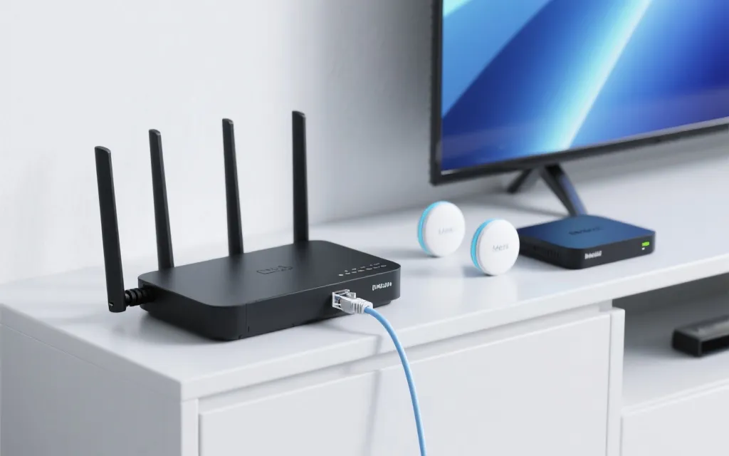 家庭网络优化示意：路由器、Mesh与有线连接让直播更稳定